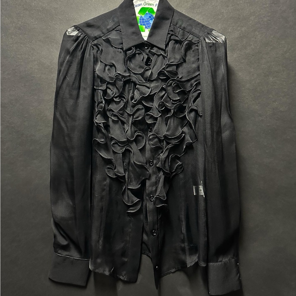 Dolce& Gabbana  Elegant Black Ruffled Men's Jacket
